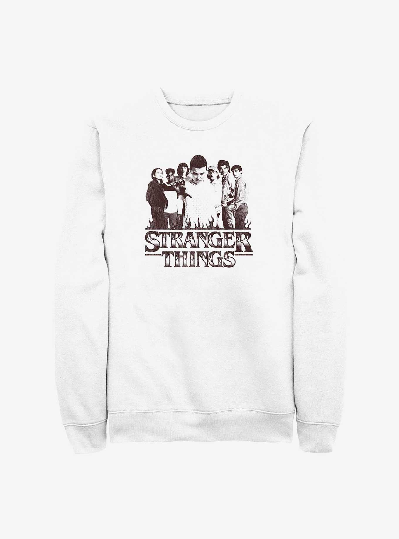 Stranger Things Group Focus Sweatshirt, WHITE, hi-res