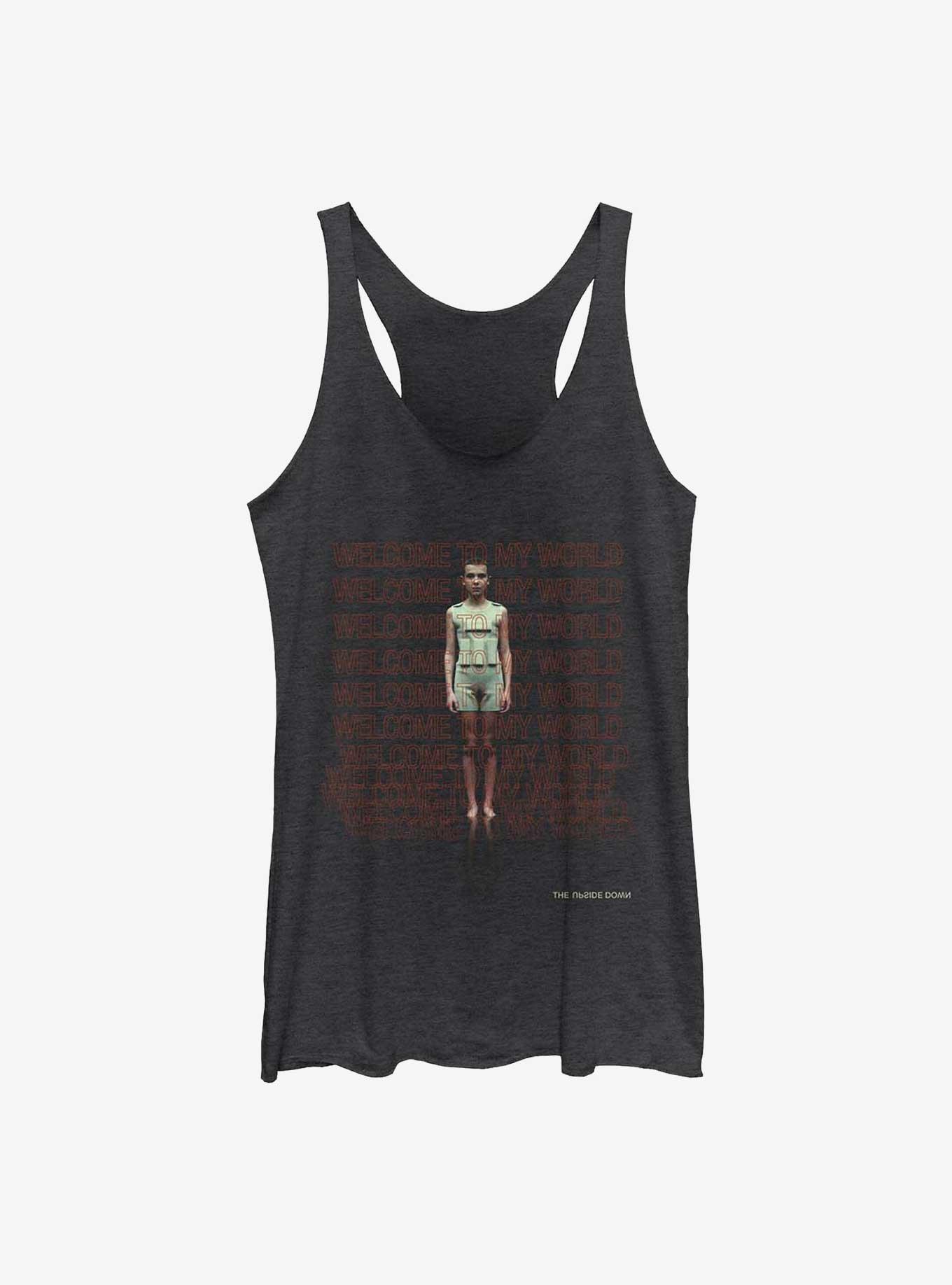 Stranger Things Welcome To My World Womens Tank Top, BLK HTR, hi-res