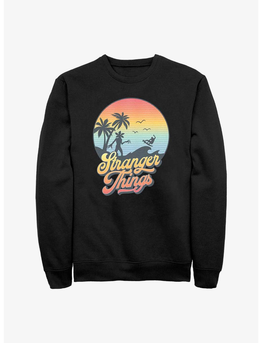 Stranger Things Retro Sun Logo Sweatshirt, BLACK, hi-res