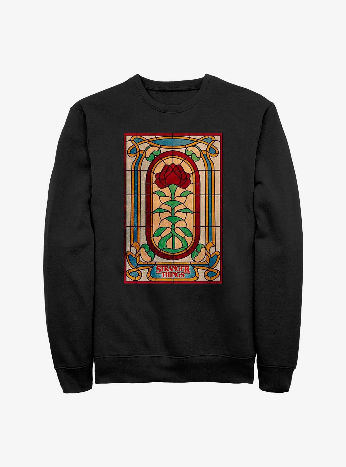 Stranger Things Stained Glass Door Sweatshirt, BLACK, hi-res