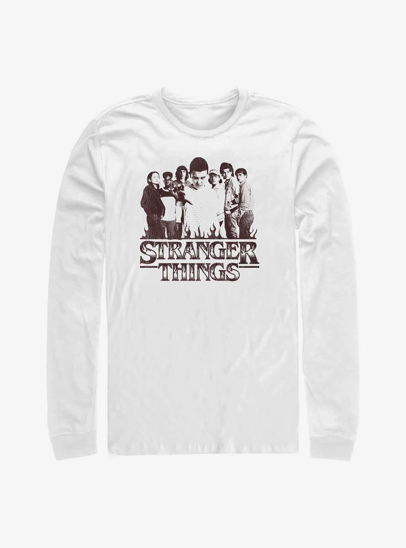Stranger Things Group Focus Long-Sleeve T-Shirt, WHITE, hi-res