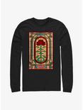 Stranger Things Stained Glass Door Long-Sleeve T-Shirt, BLACK, hi-res