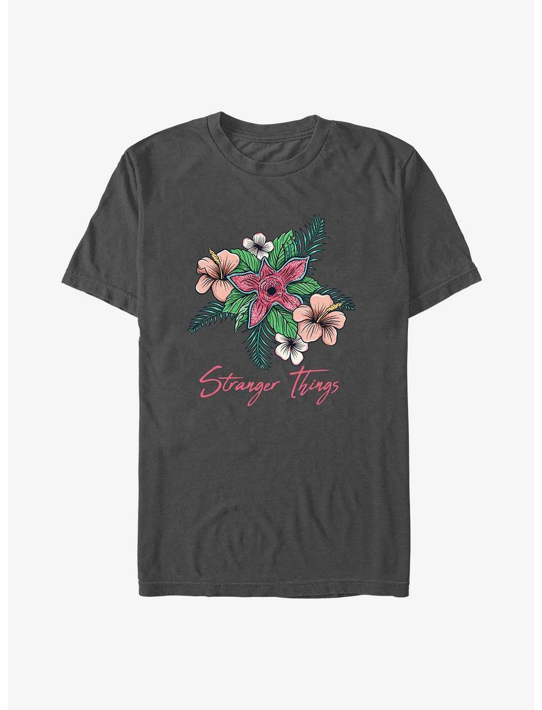 Stranger Things Floral Logo T-Shirt, CHARCOAL, hi-res