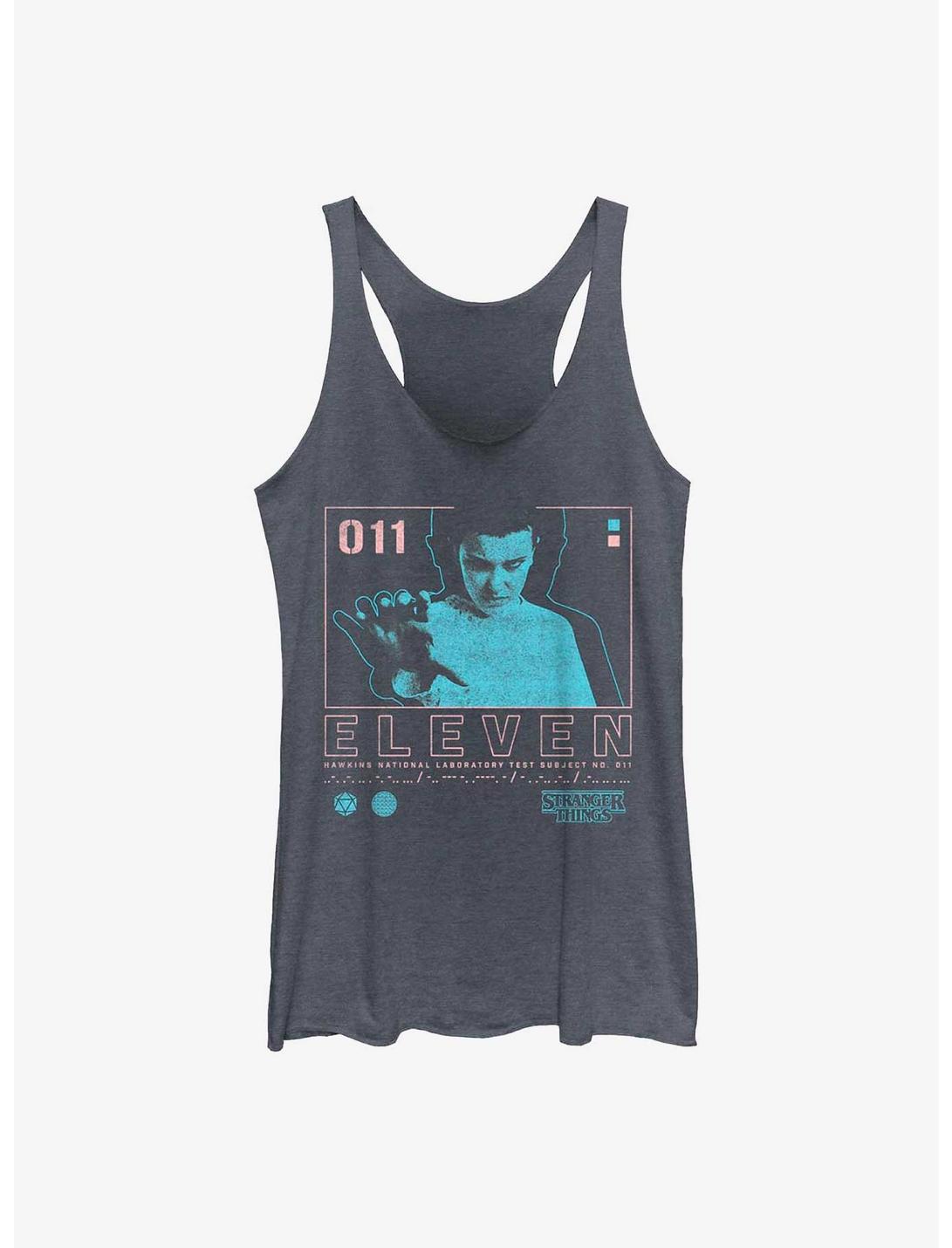 Stranger Things Eleven Infographic Womens Tank Top, NAVY HTR, hi-res