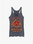 Stranger Things Fire And Dice Womens Tank Top, NAVY HTR, hi-res