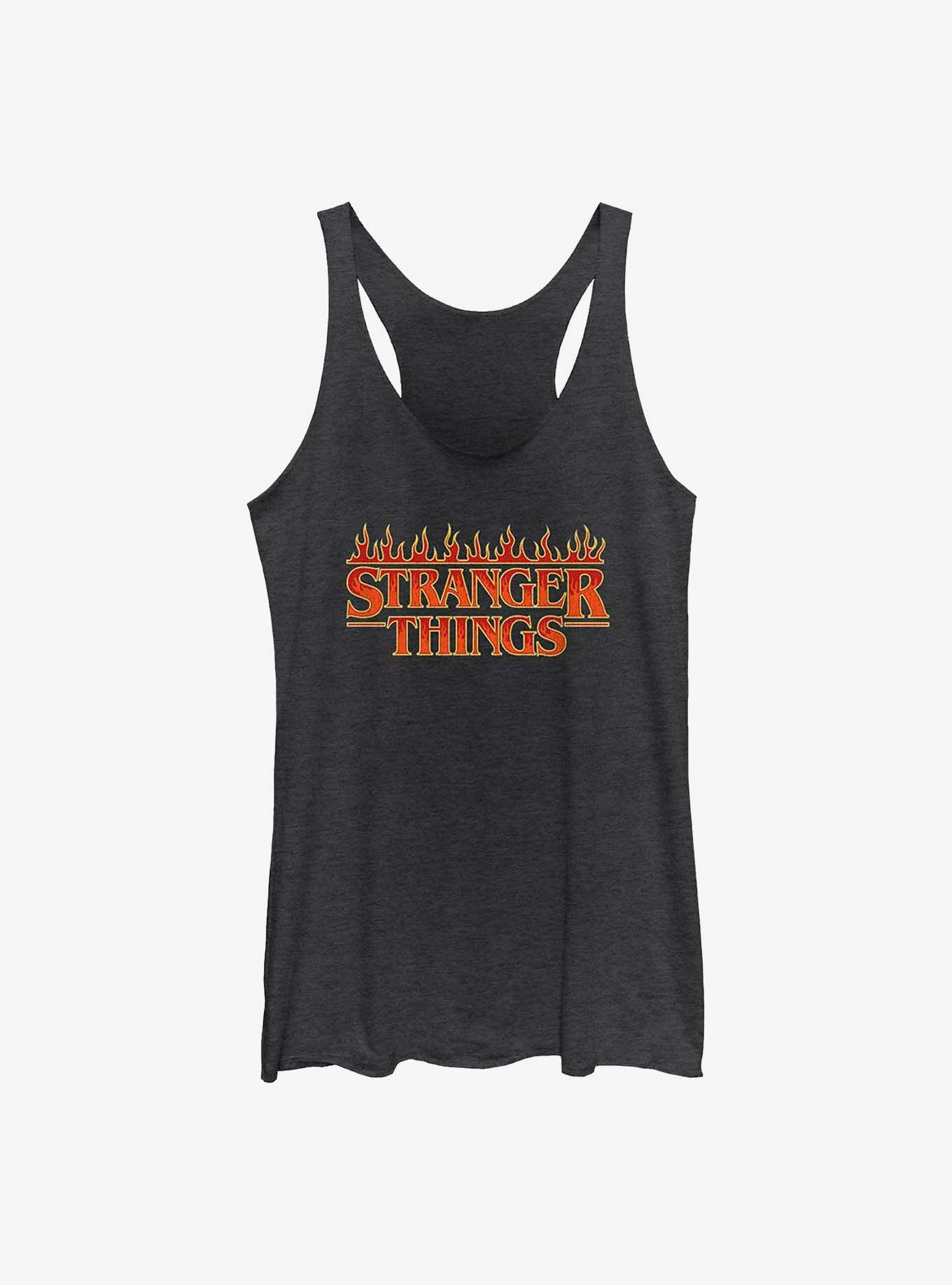 Stranger Things Fire Logo Womens Tank Top, BLK HTR, hi-res
