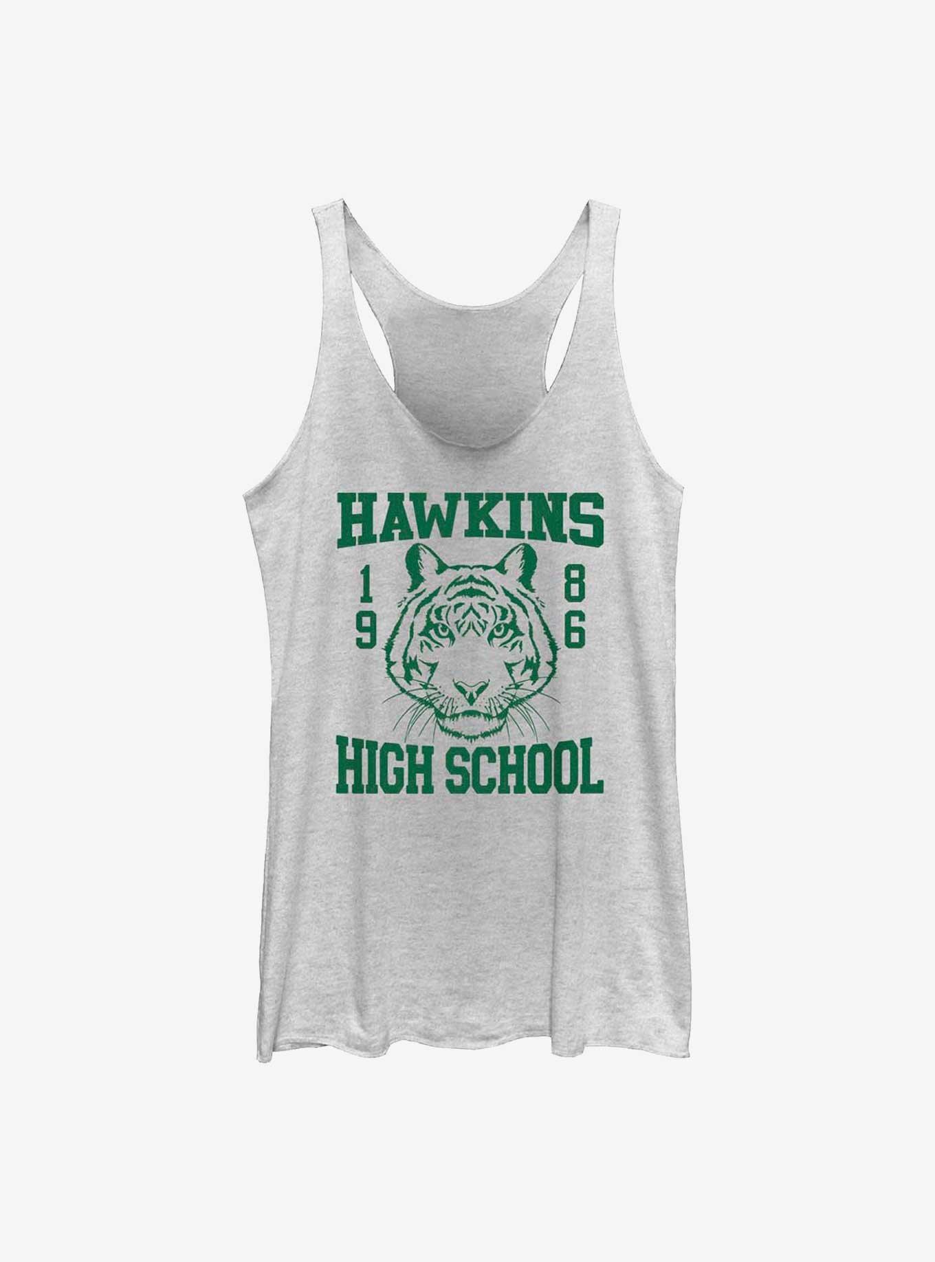 Stranger Things Hawkins High School 1986 Womens Tank Top, WHITE HTR, hi-res