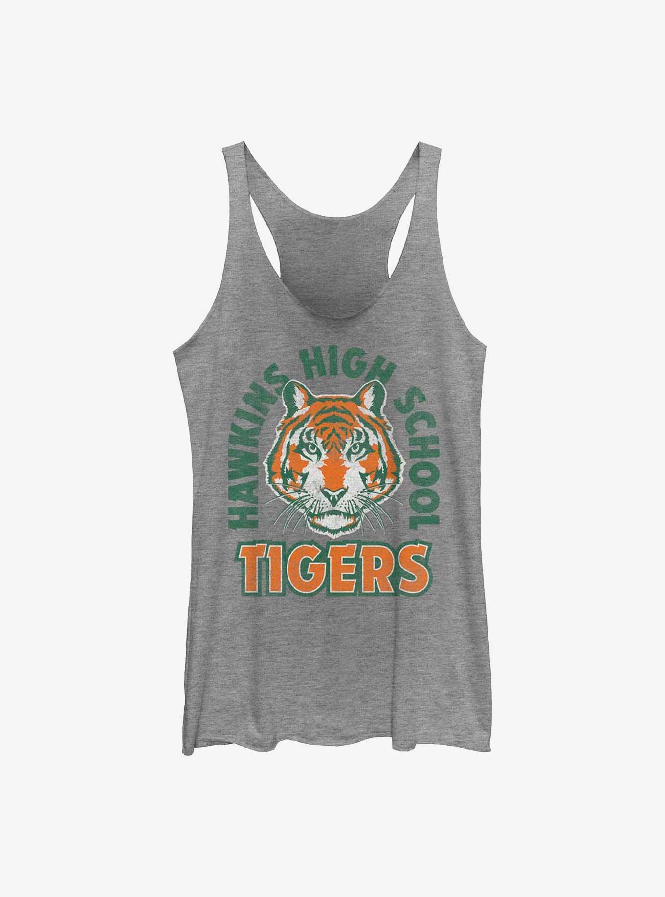 Stranger Things Hawkins High School Tigers Arch Womens Tank Top, GRAY HTR, hi-res
