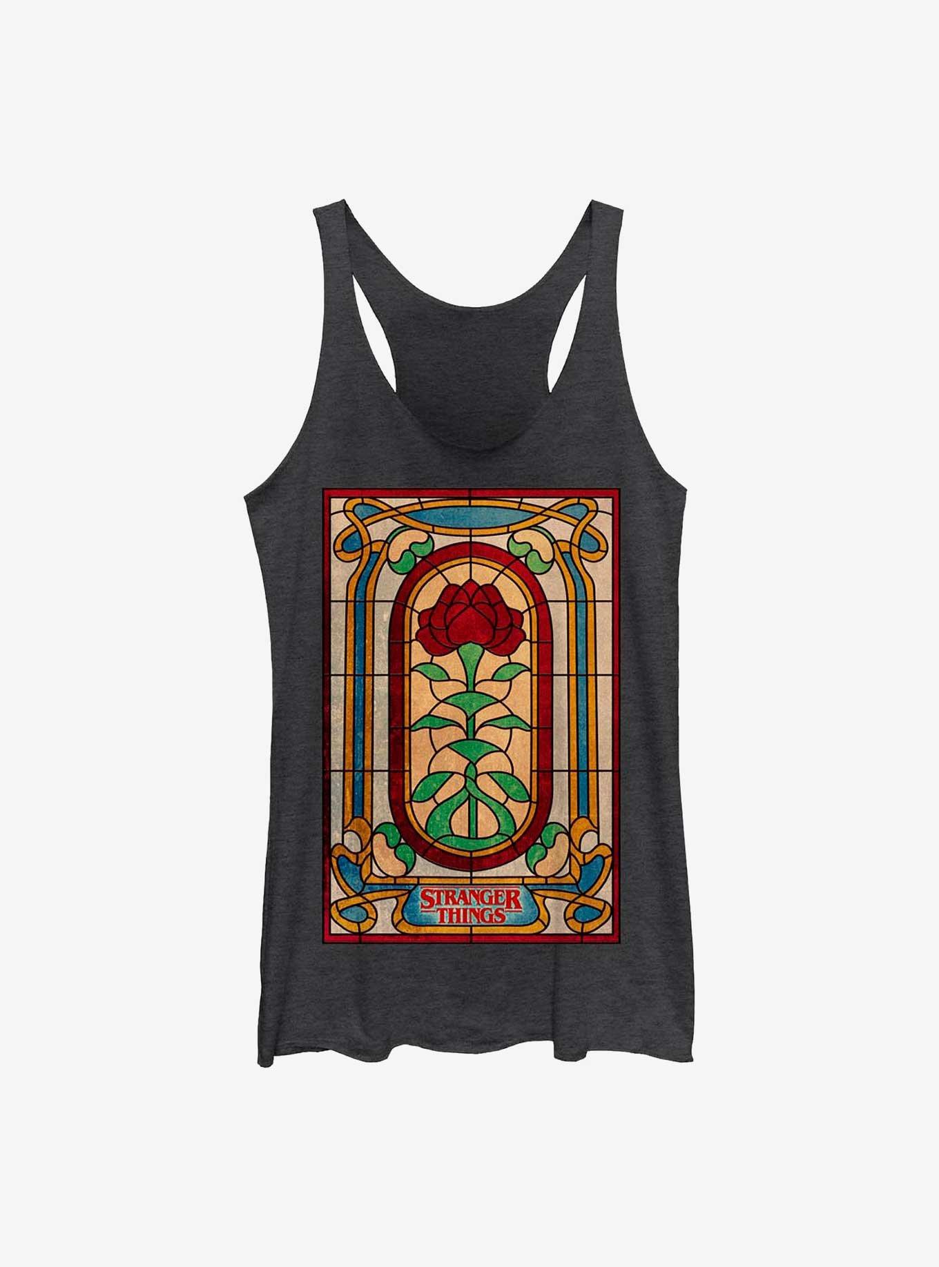 Stranger Things Stained Glass Door Womens Tank Top, BLK HTR, hi-res