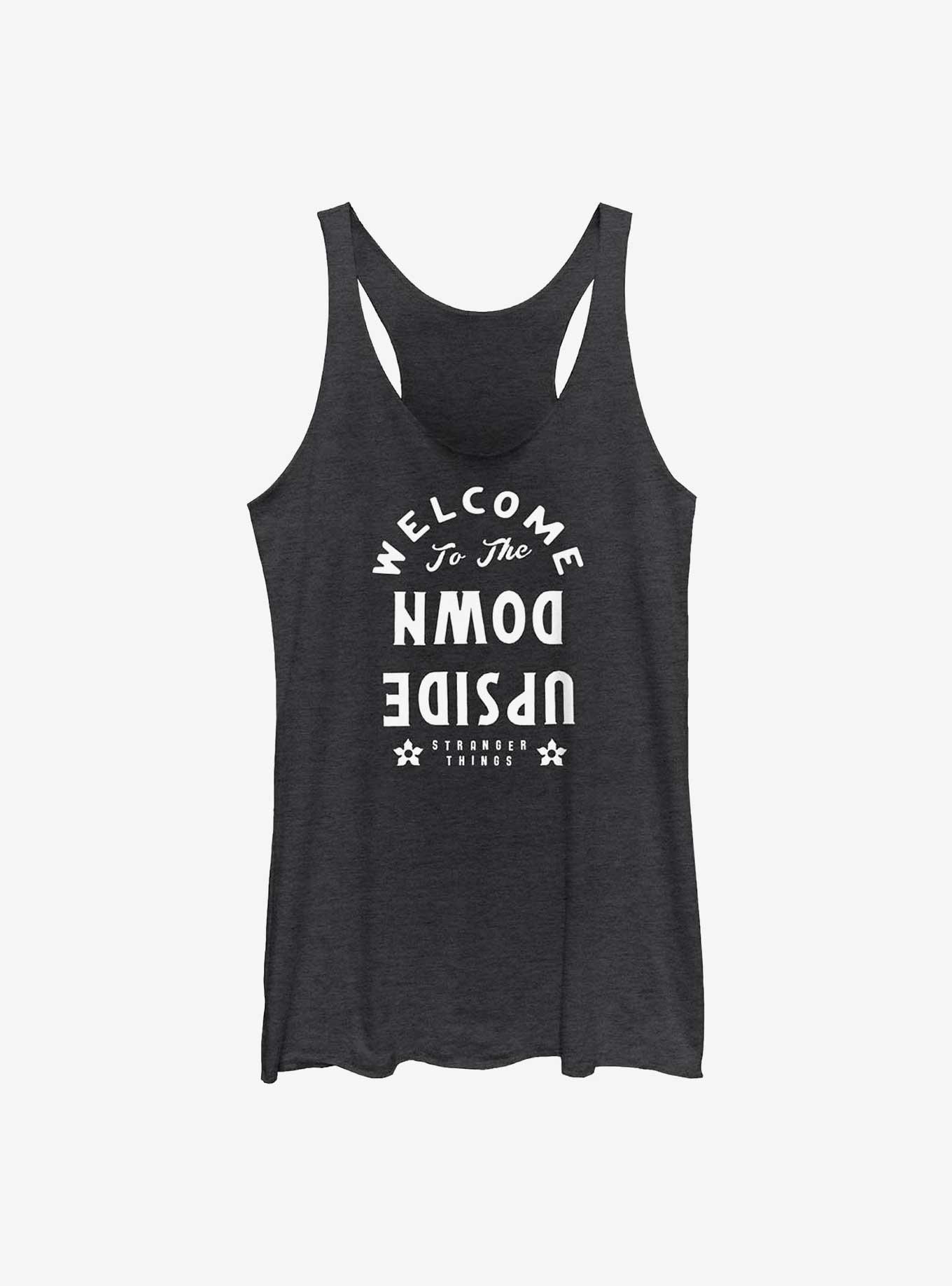 Stranger Things Welcome To The Upside Down Womens Tank Top, NAVY HTR, hi-res