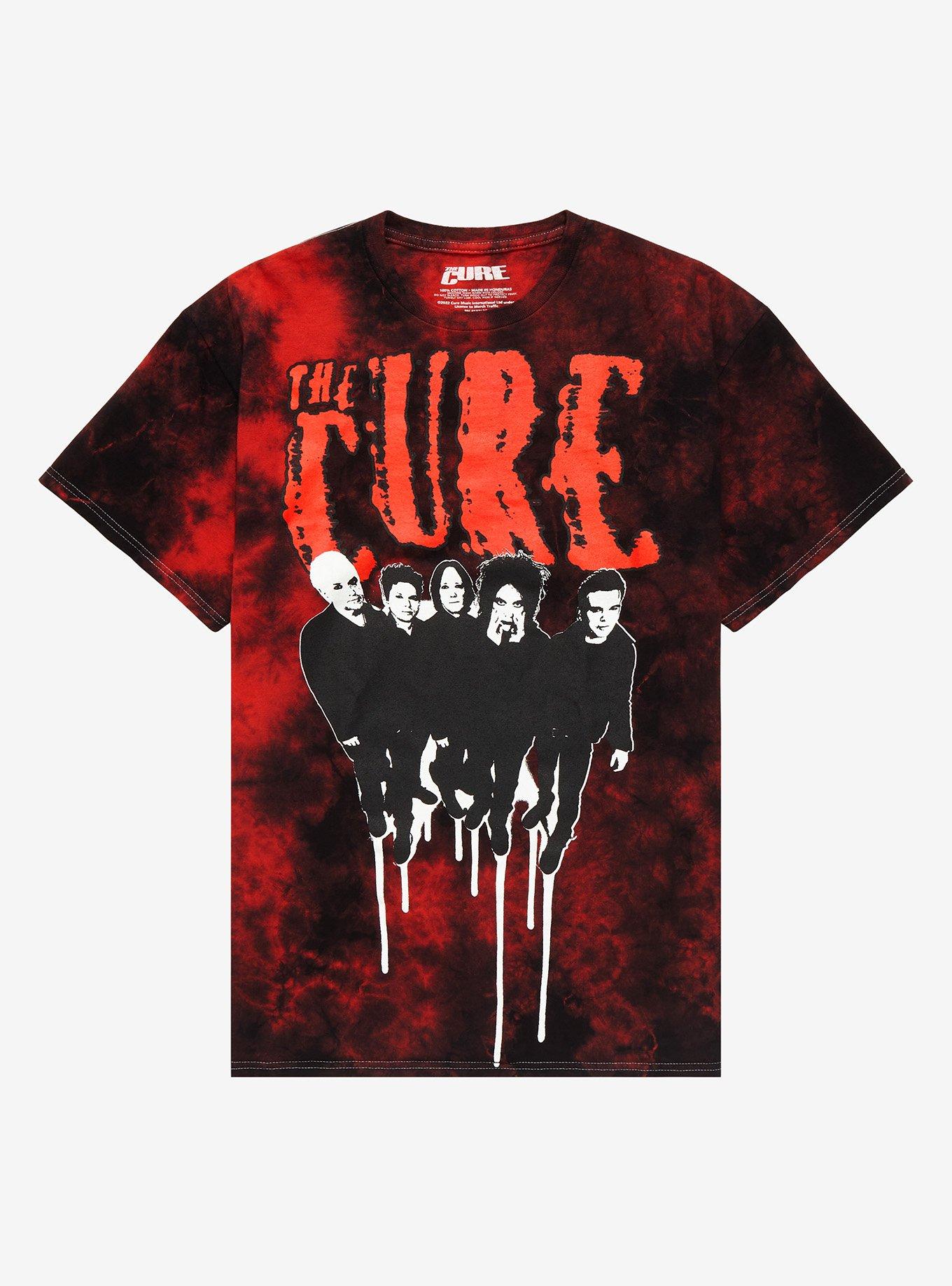 The Cure Group Shot Tie-Dye T-Shirt, RED, hi-res