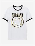 Nirvana Smile Face Ringer T-Shirt, BLACK, hi-res