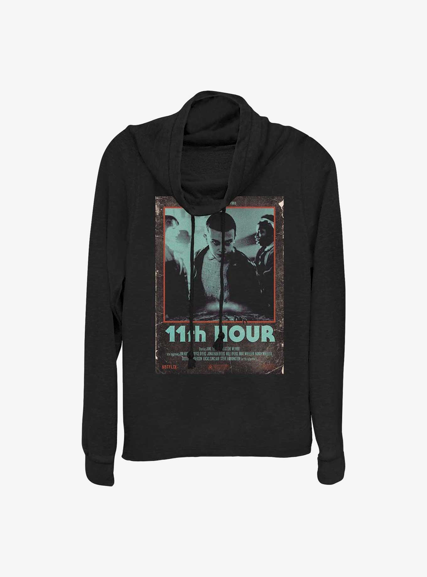 Stranger Things 11th Hour Cowl Neck Long-Sleeve Top, BLACK, hi-res
