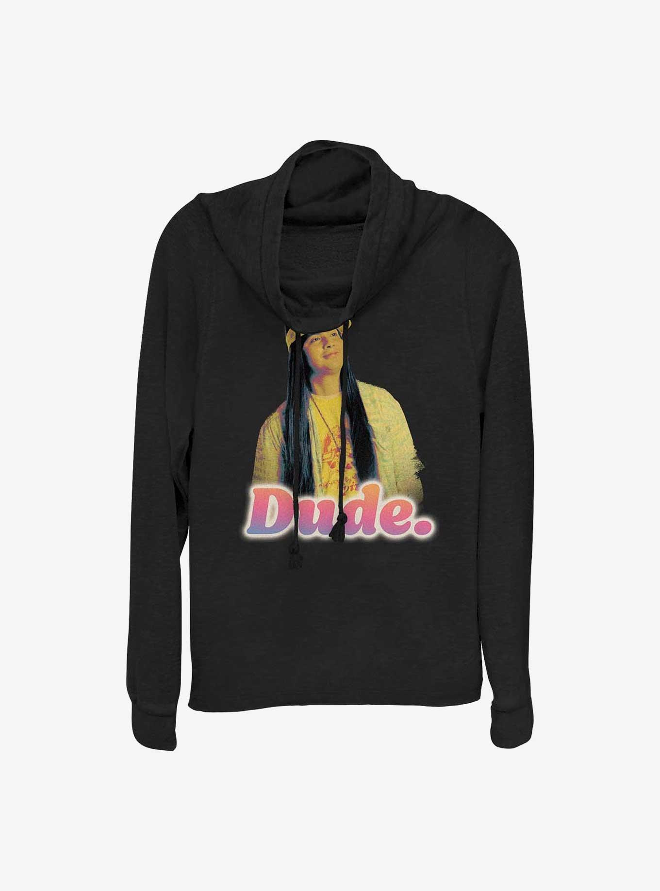 Stranger Things Argyle Dude Cowl Neck Long-Sleeve Top, BLACK, hi-res
