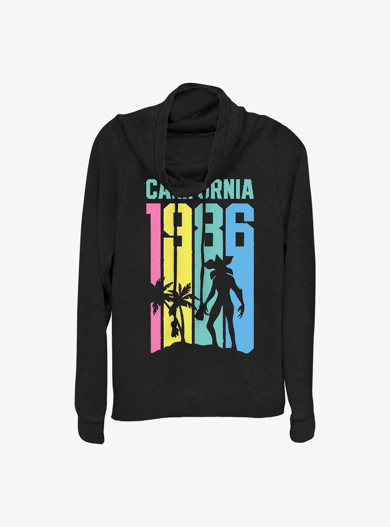Stranger Things California Demogorgon Cowl Neck Long-Sleeve Top, BLACK, hi-res