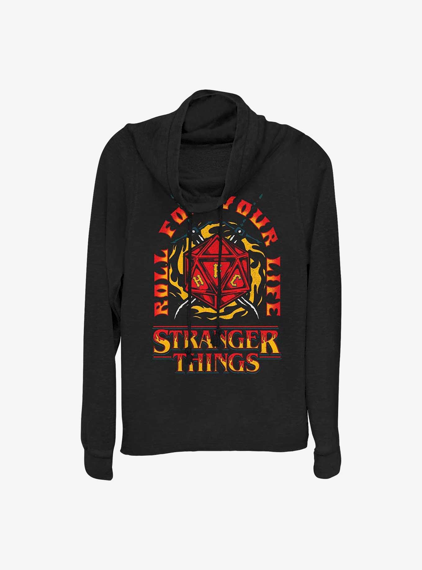 Stranger Things Fire and Dice Cowl Neck Long-Sleeve Top, , hi-res