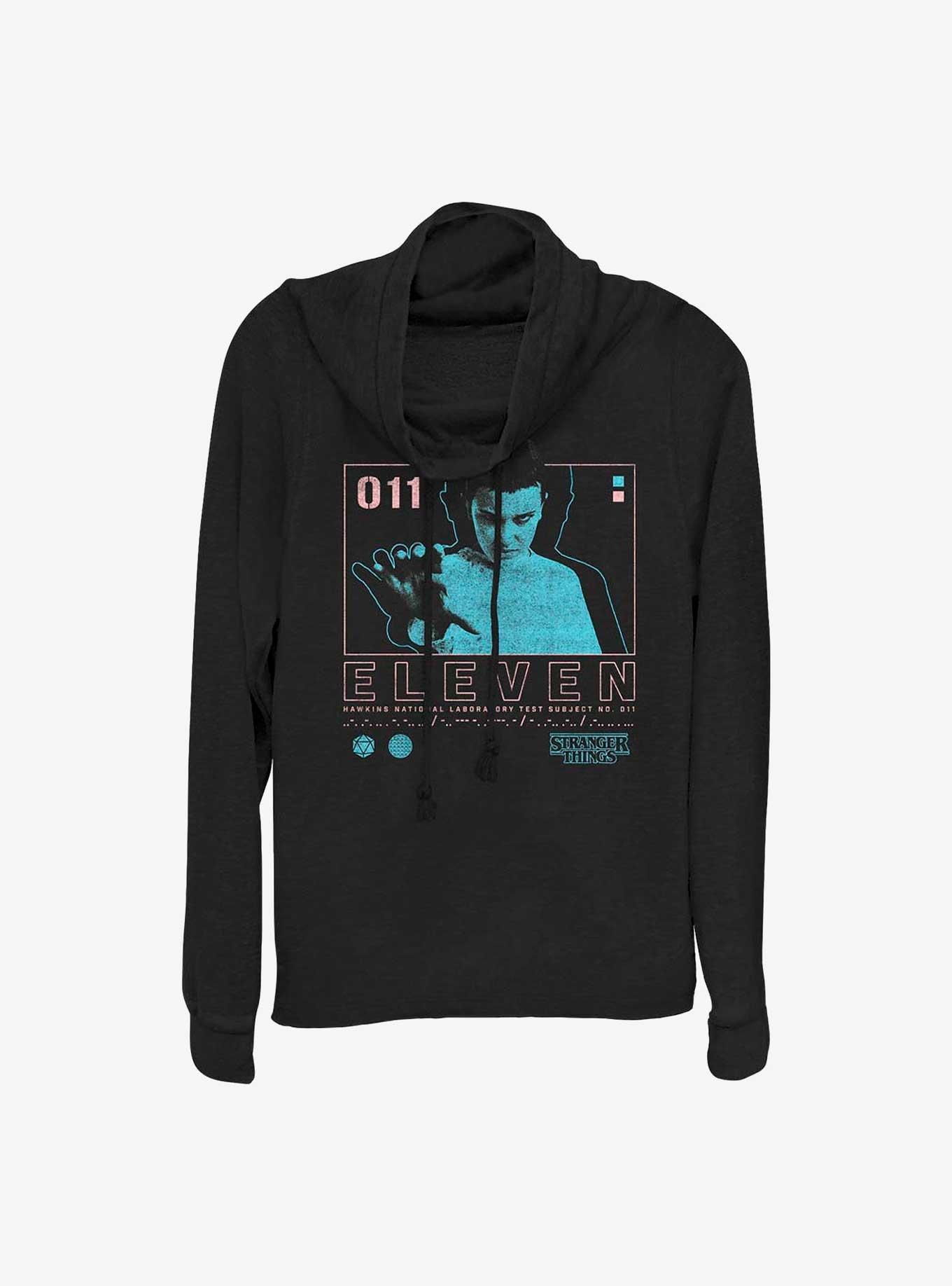 Stranger Things Eleven Infographic Cowl Neck Long-Sleeve Top, , hi-res