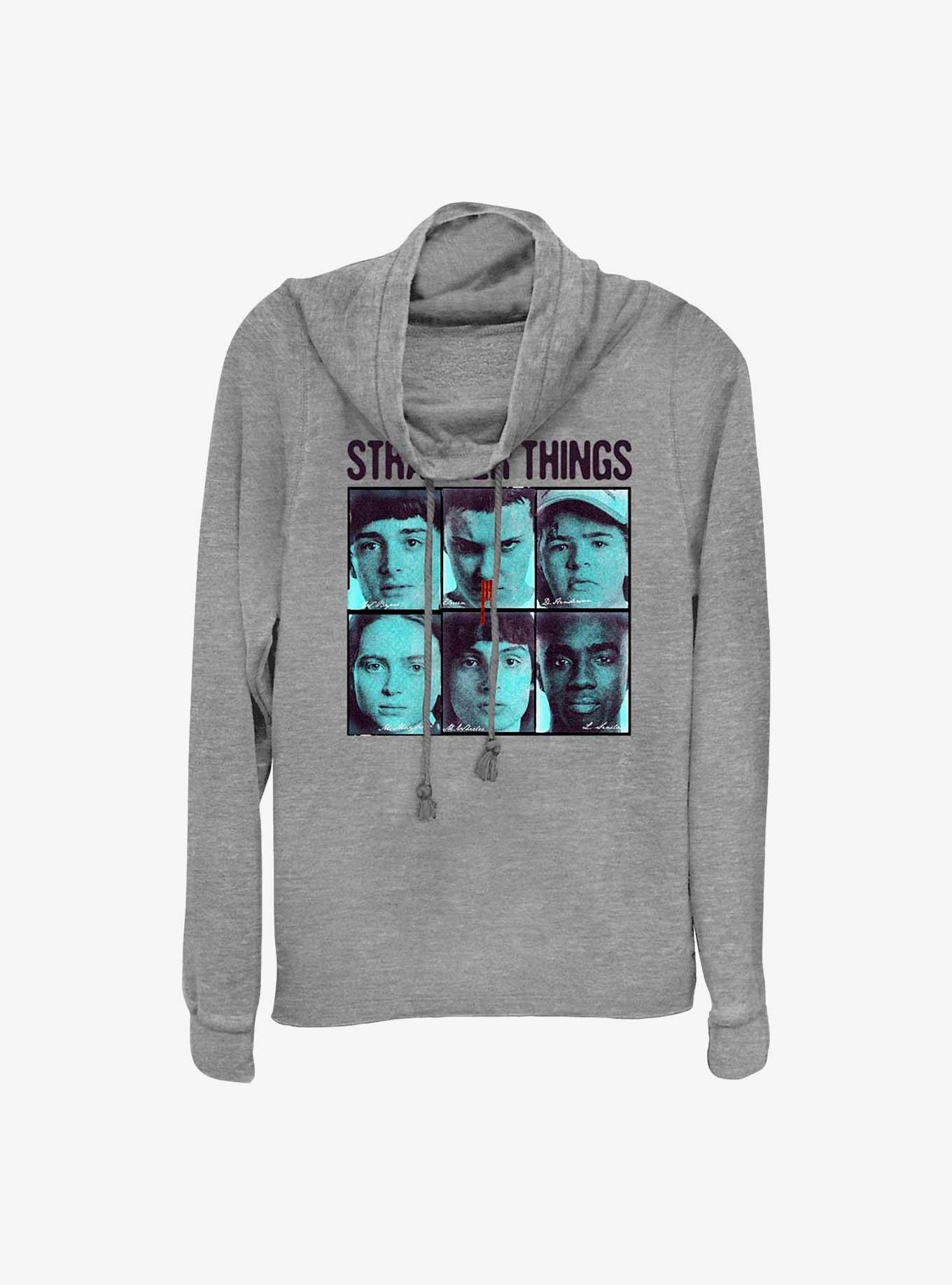 Stranger Things Halftone Gang Cowl Neck Long-Sleeve Top, , hi-res