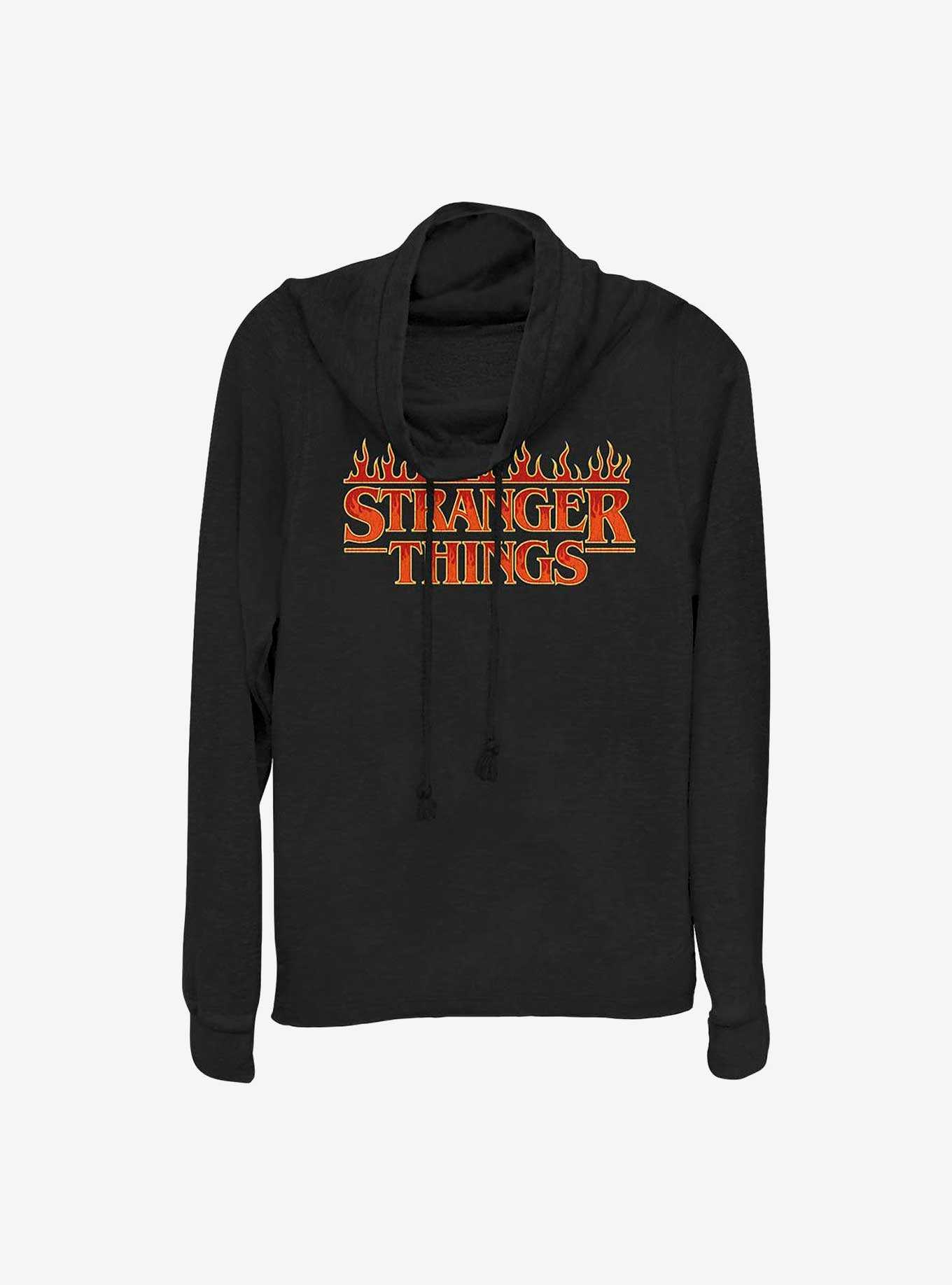 Stranger Things Fire Logo Cowl Neck Long-Sleeve Top, , hi-res