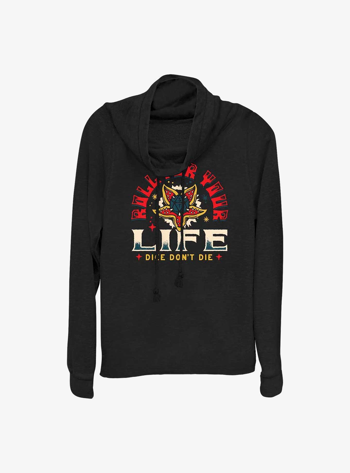 Stranger Things Roll For Your Life Cowl Neck Long-Sleeve Top, , hi-res