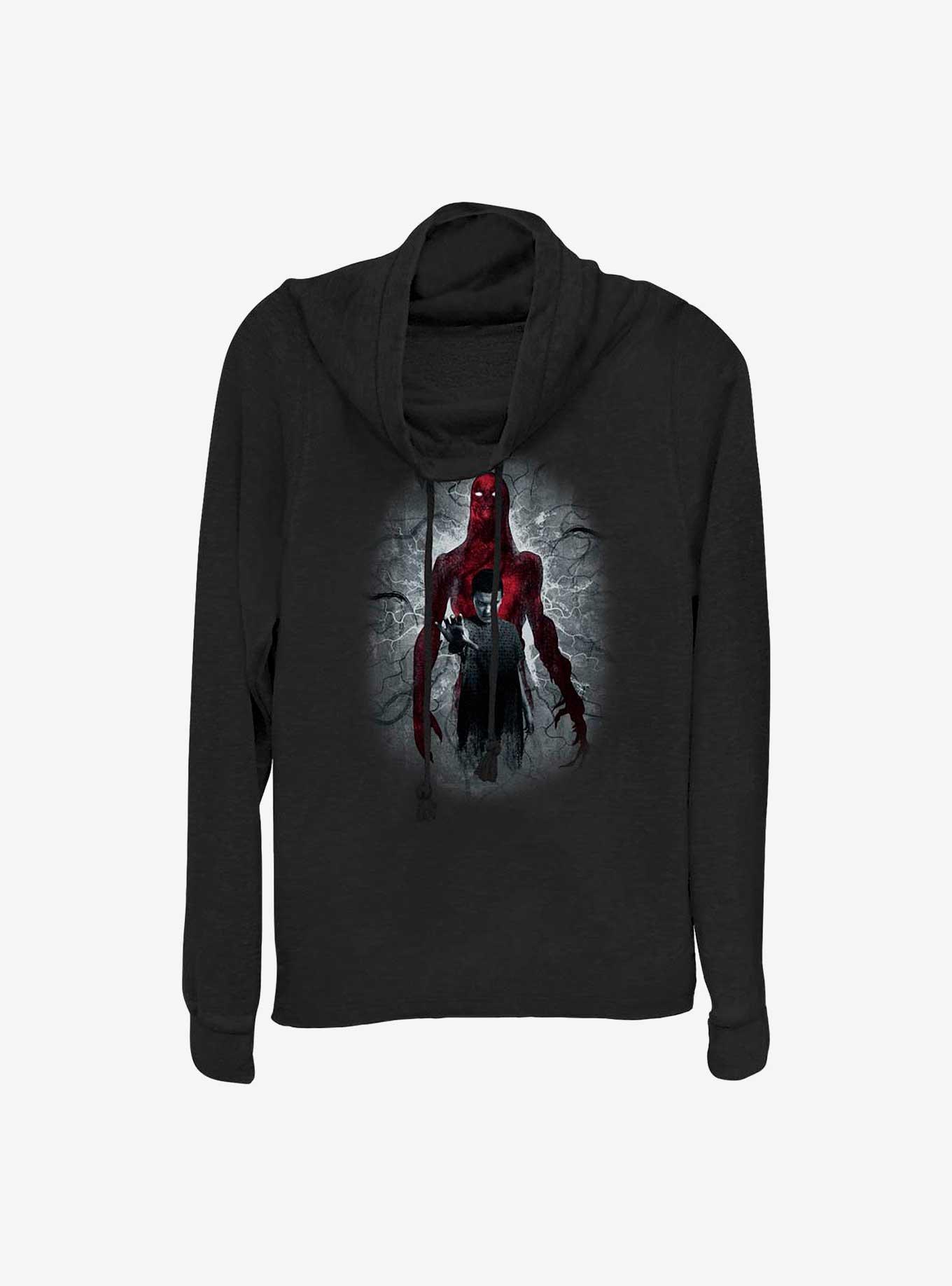 Stranger Things Vecna and Eleven Cowl Neck Long-Sleeve Top, BLACK, hi-res