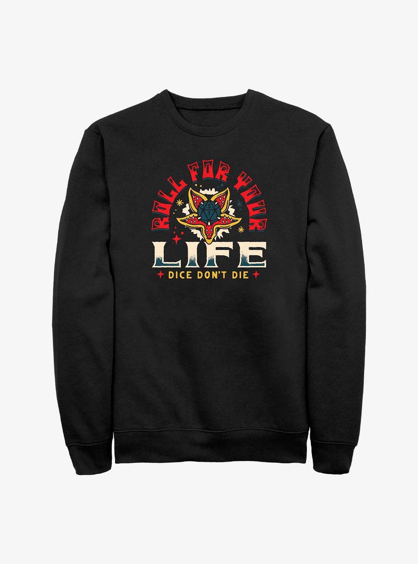 Stranger Things Roll For Your Life Sweatshirt, BLACK, hi-res