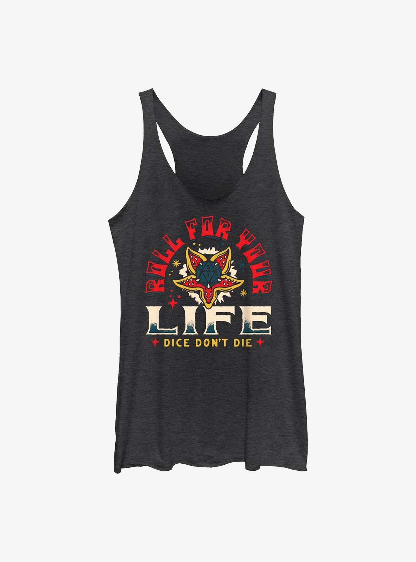 Stranger Things Roll For Your Life Girls Tank, BLK HTR, hi-res