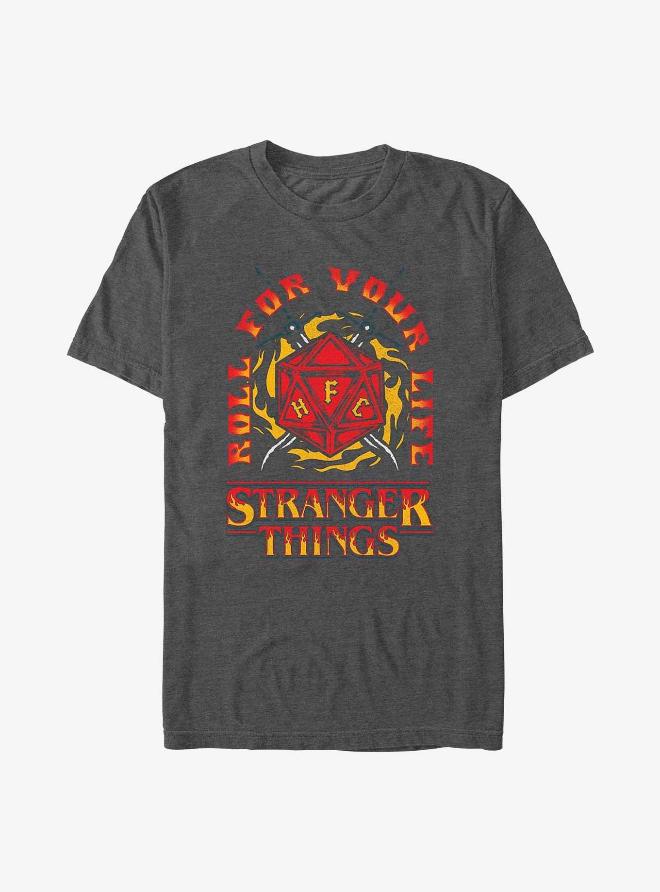 Stranger Things Fire and Dice T-Shirt, CHAR HTR, hi-res
