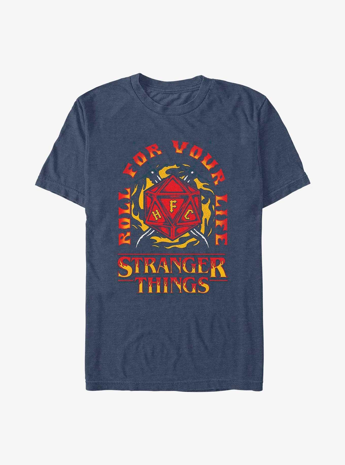Stranger Things Fire and Dice T-Shirt, NAVY HTR, hi-res