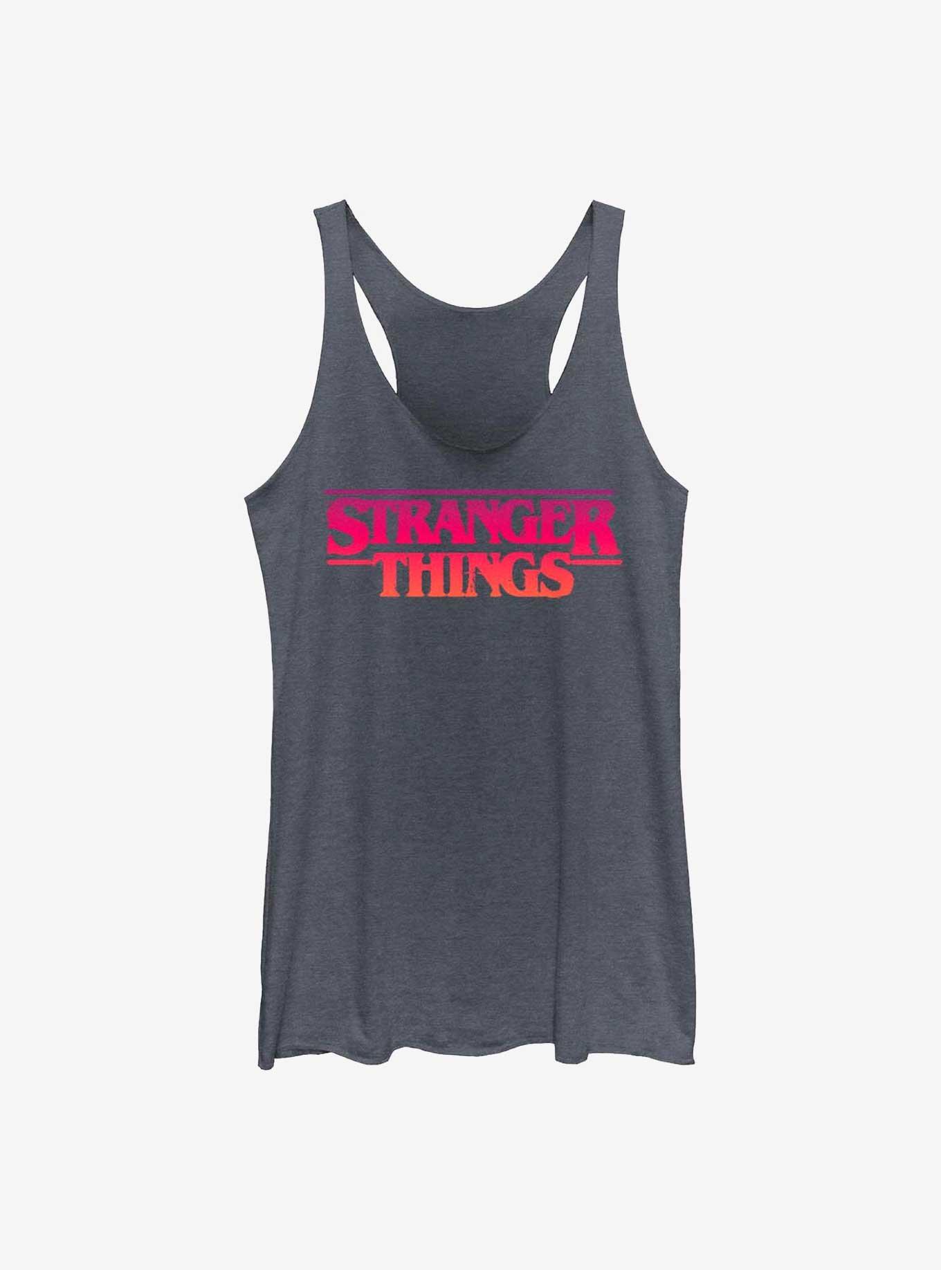 Stranger Things Logo Girls Tank, NAVY HTR, hi-res