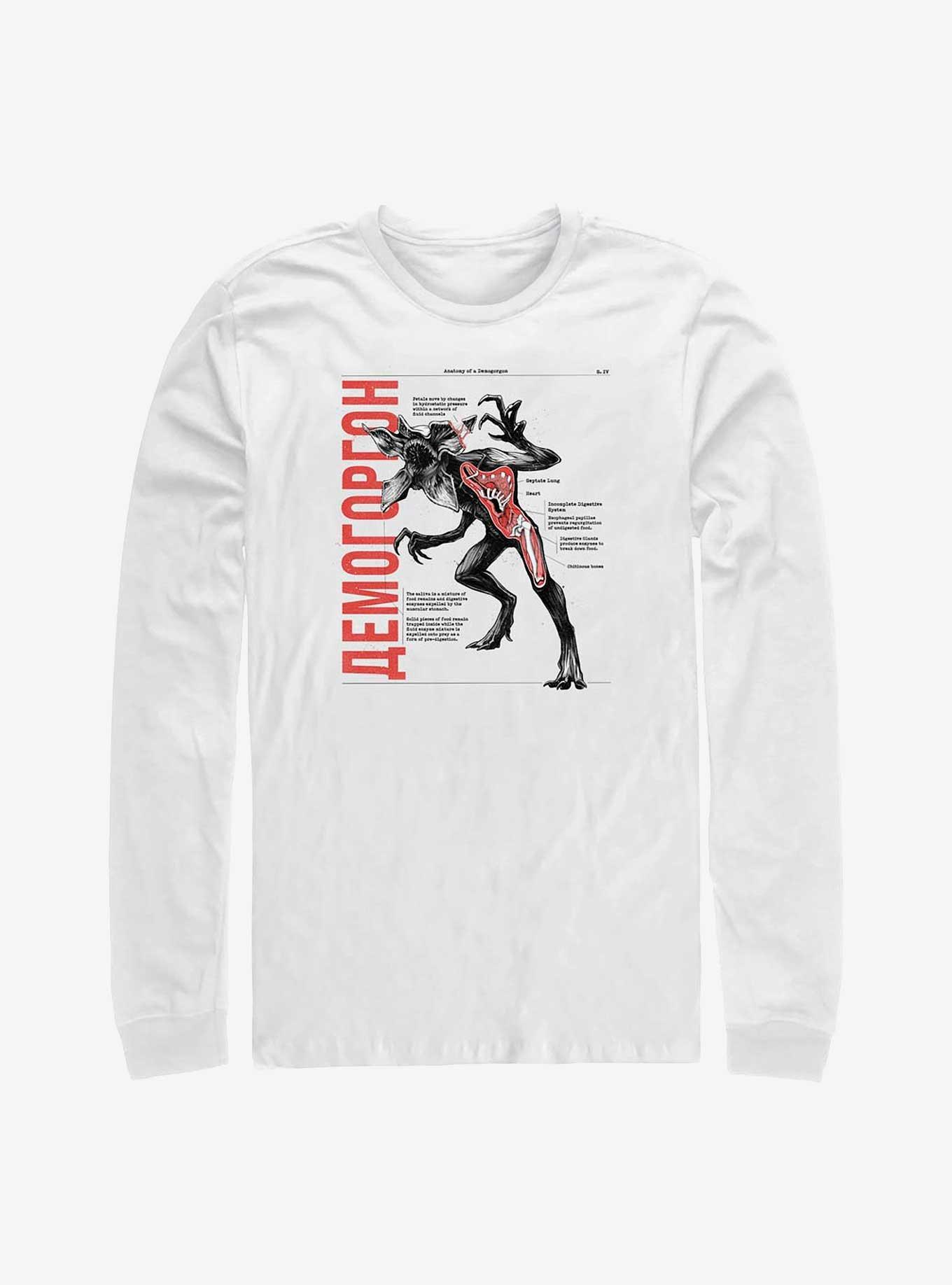Stranger Things Anatomy of Demogorgon Long-Sleeve T-Shirt, WHITE, hi-res