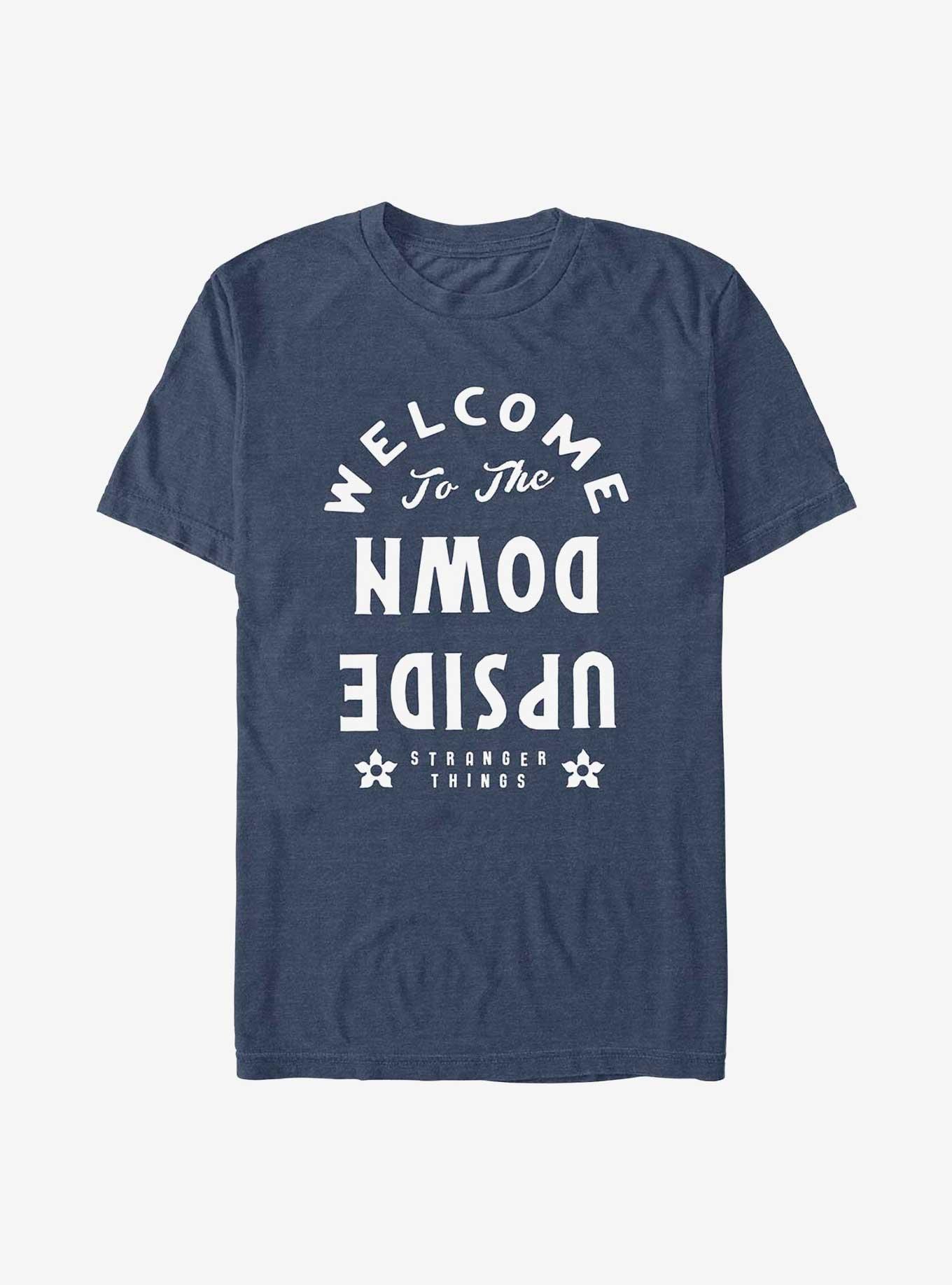 Stranger Things Welcome to the Upside Down T-Shirt, NAVY HTR, hi-res