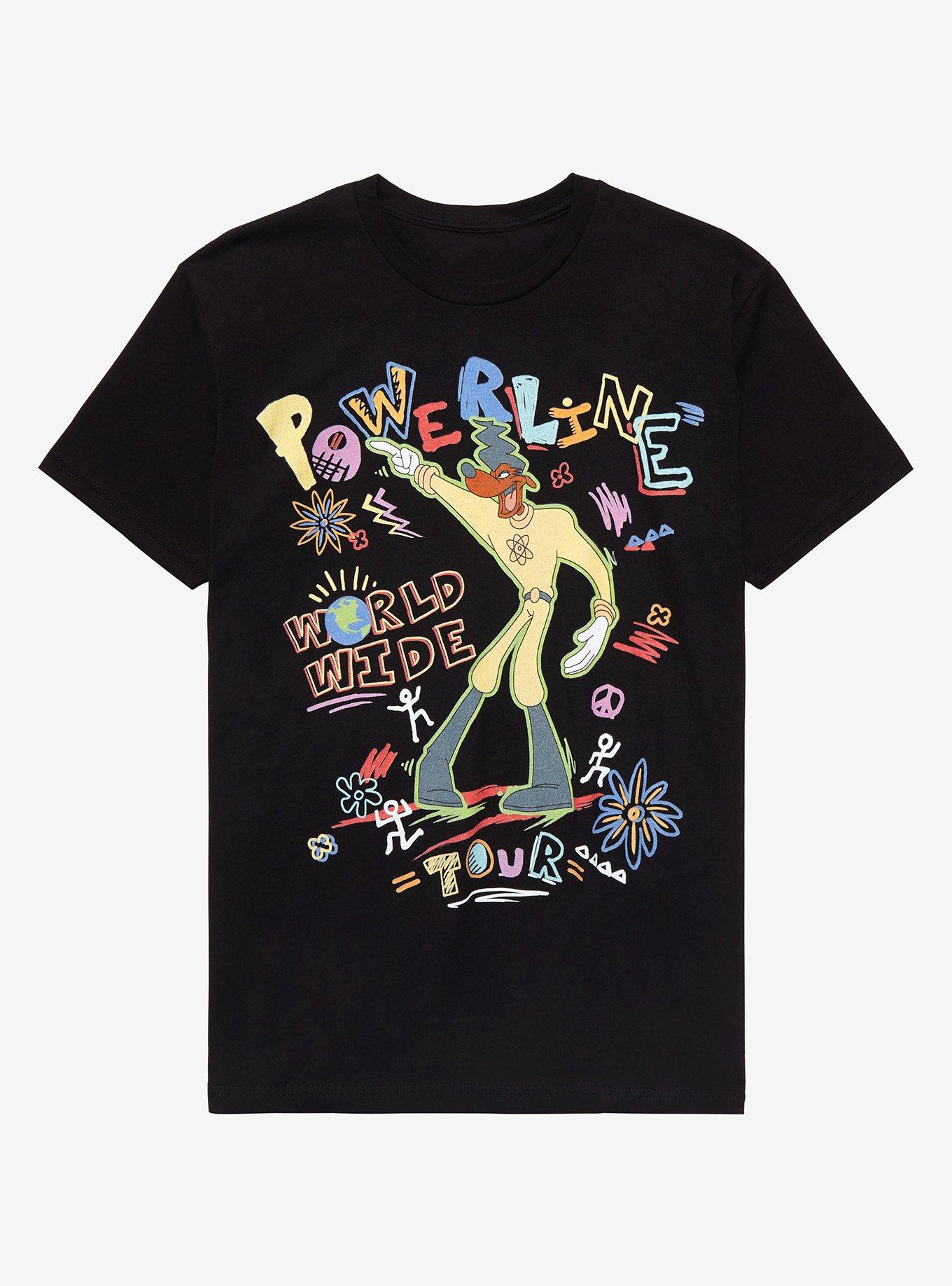 Disney A Goofy Movie Powerline World Wide Tour T-Shirt - BoxLunch Exclusive, BLACK, hi-res