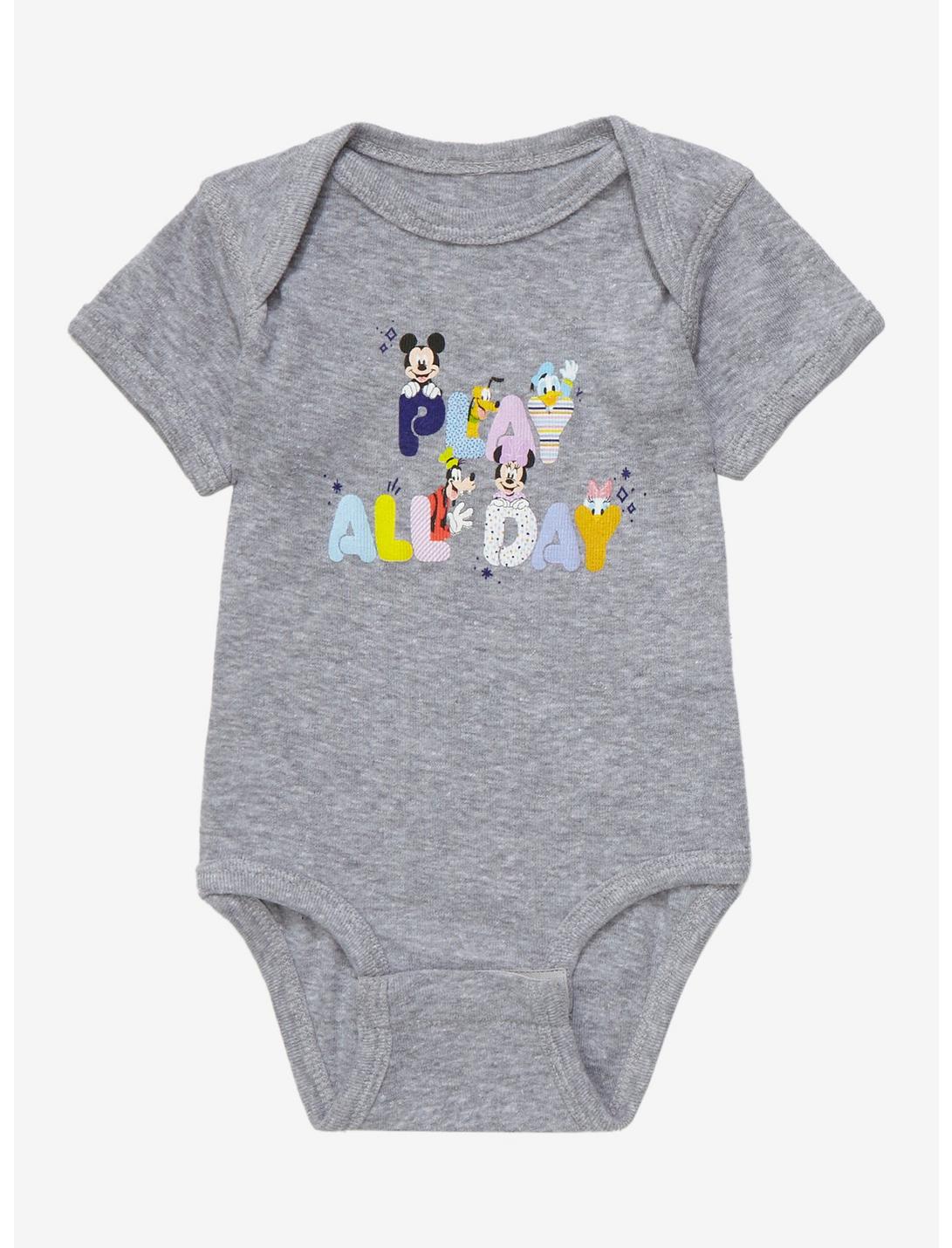 Disney Mickey Mouse & Friends Play All Day Infant One-Piece - BoxLunch Exclusive, HEATHER, hi-res