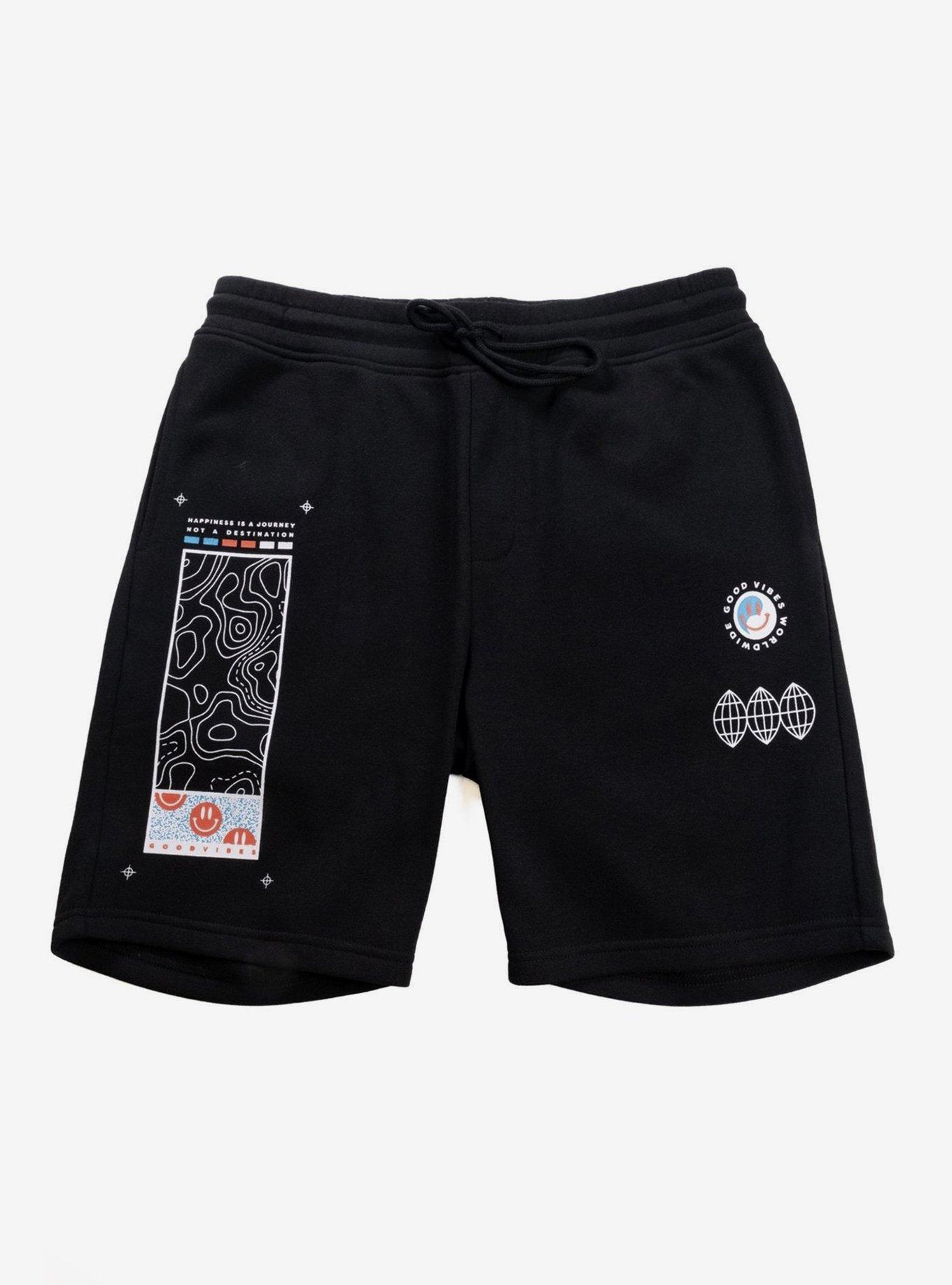 Black Good Vibes World Wide Shorts, BLACK, hi-res