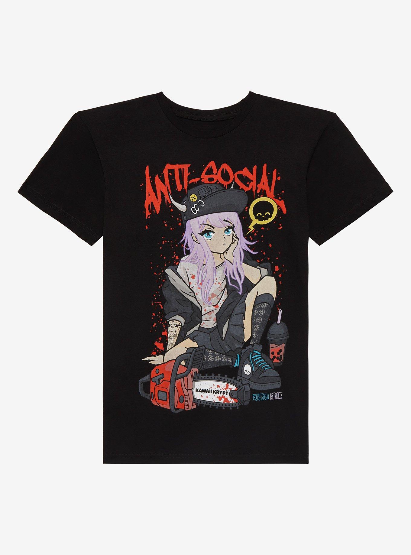 Kawaii Krypt Anti-Social Chainsaw Girl T-Shirt, MULTI, hi-res