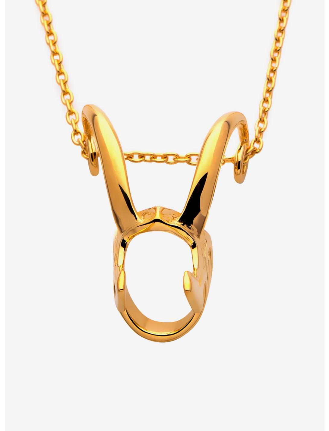 Marvel x RockLove Loki Helmet Pendant Necklace Gold, , hi-res