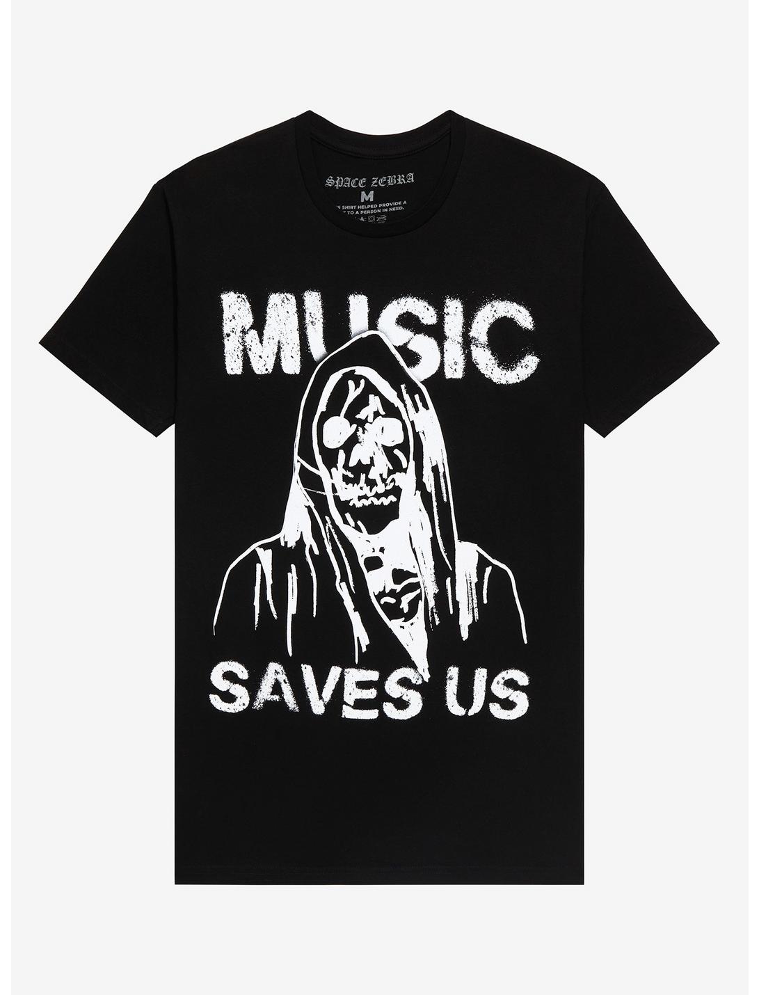 Music Saves Us Grim Reaper T-Shirt By Space Zebra, MULTI, hi-res