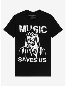 Music Saves Us Grim Reaper T-Shirt By Space Zebra, , hi-res