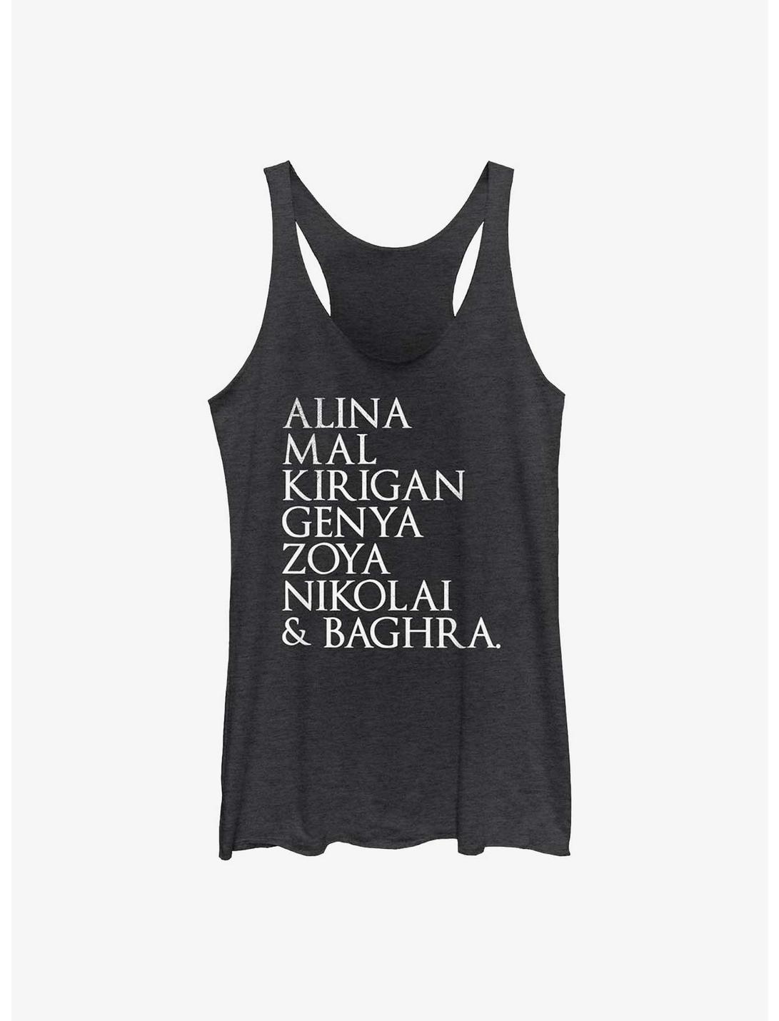 Shadow and Bone Character Stack Girls Tank, BLK HTR, hi-res