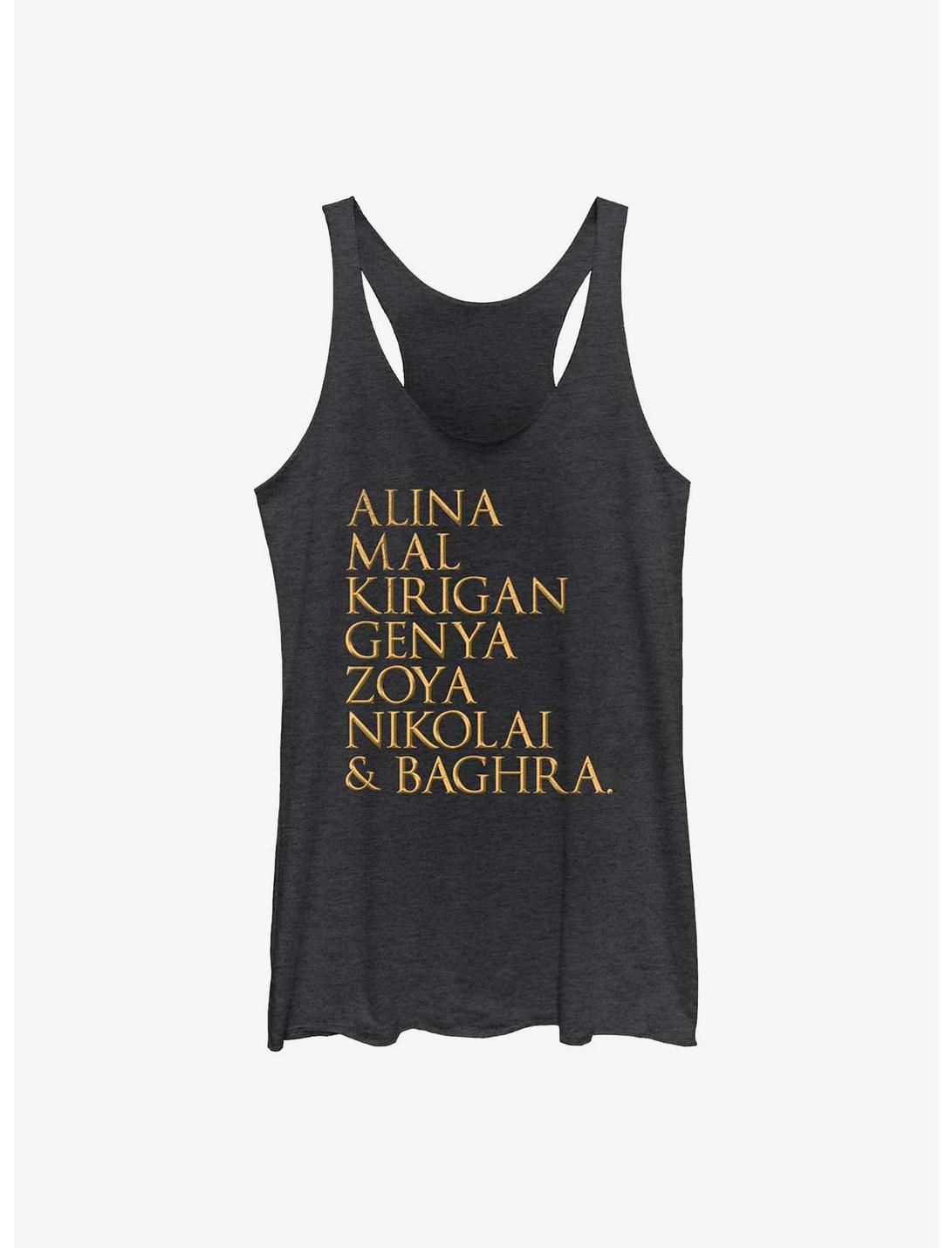 Shadow and Bone Character Stack Girls Tank, BLK HTR, hi-res
