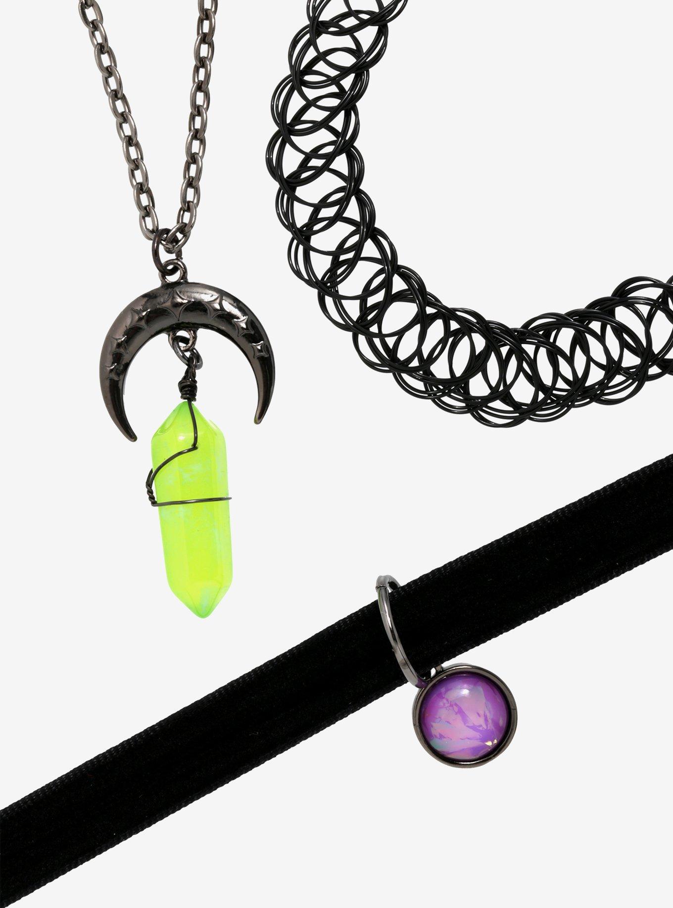 Moon Crystal Anodized Planet Choker Necklace Set, , hi-res