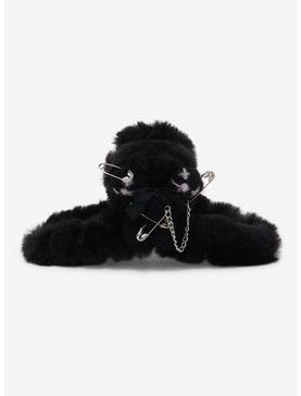 Fuzzy Black Bear Claw Hair Clip, , hi-res
