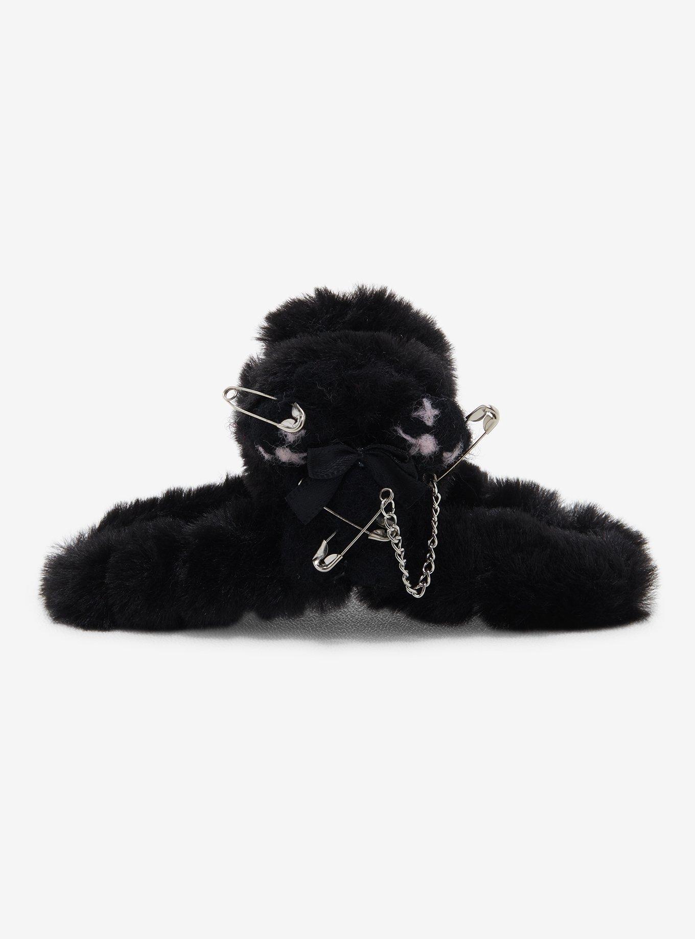 Fuzzy Black Bear Claw Hair Clip, , hi-res
