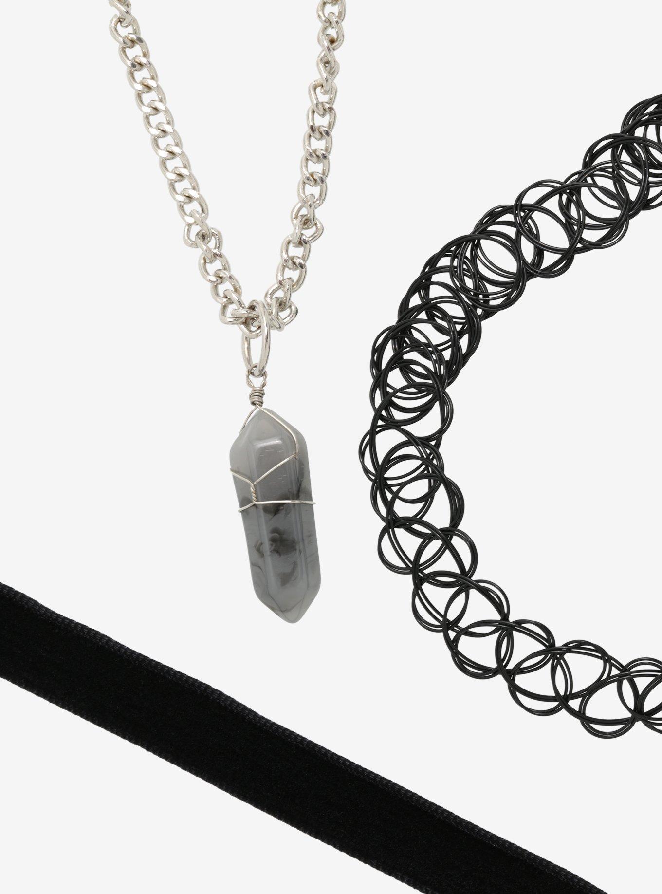 Dark Interchangeable Crystal Choker Necklace Set