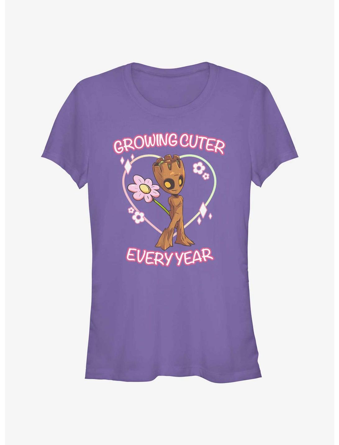 Marvel Guardians of the Galaxy Groot Growing Cuter Every Year Girls T-Shirt, PURPLE, hi-res