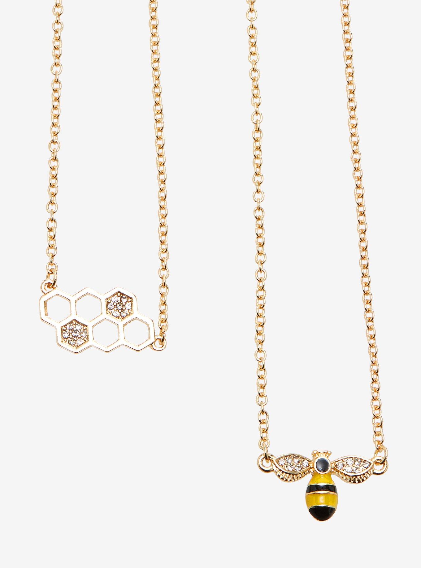 Bee & Honeycomb Best Friend Necklace Set, , hi-res