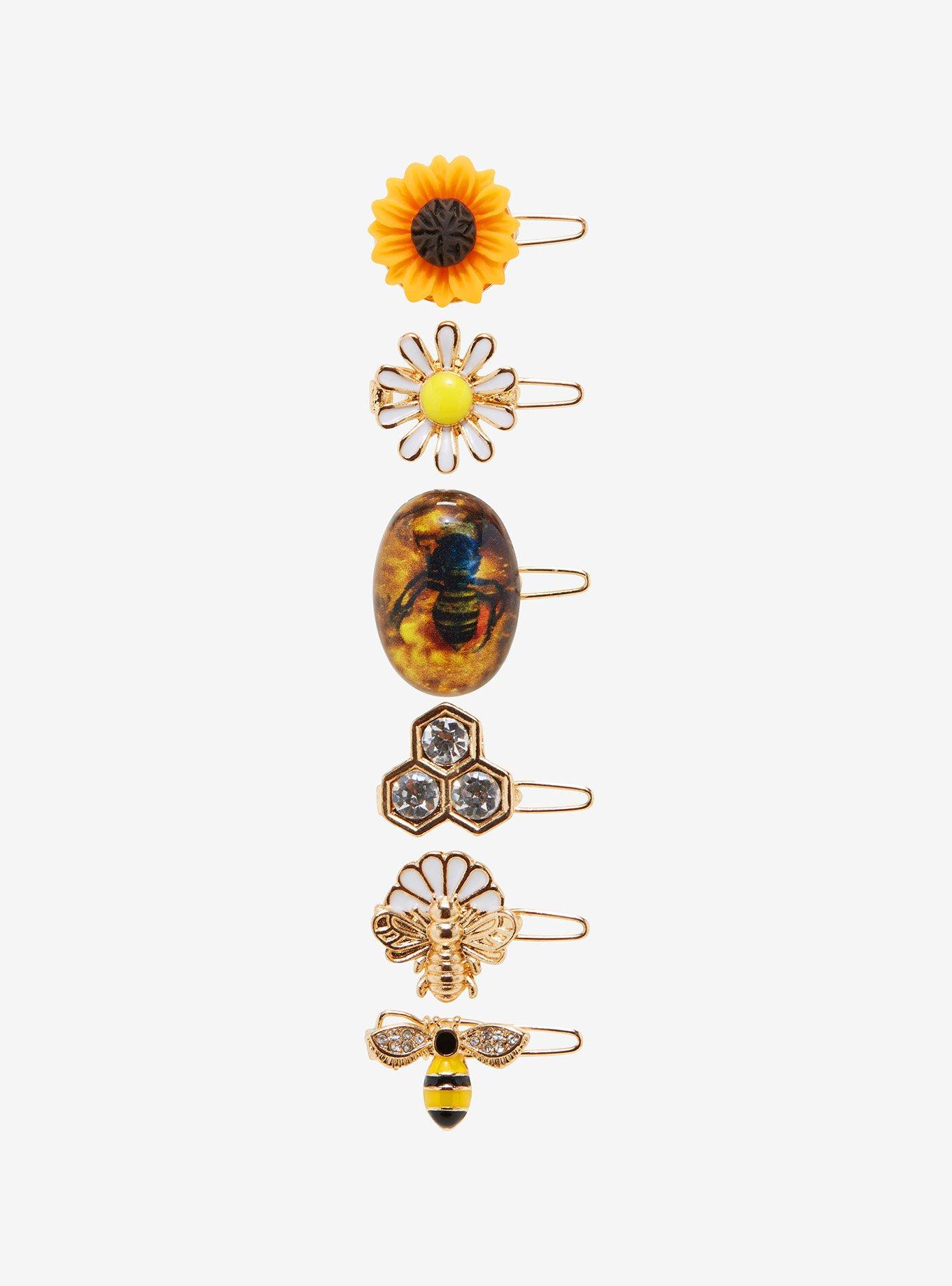 Honey Bee Flower Hair Clips, , hi-res