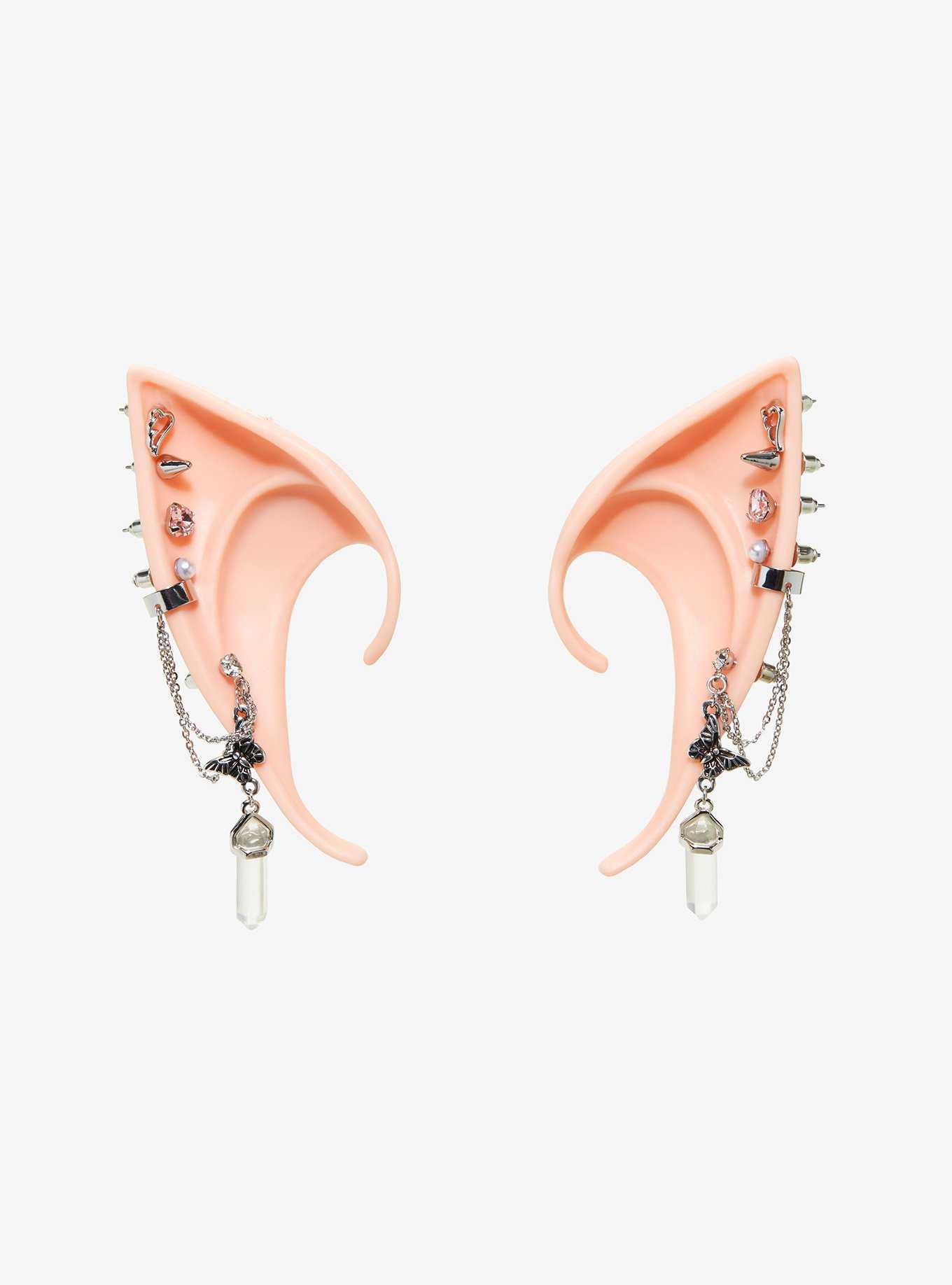 Pierced Fairy Crystal Molded Ear Cuffs, , hi-res