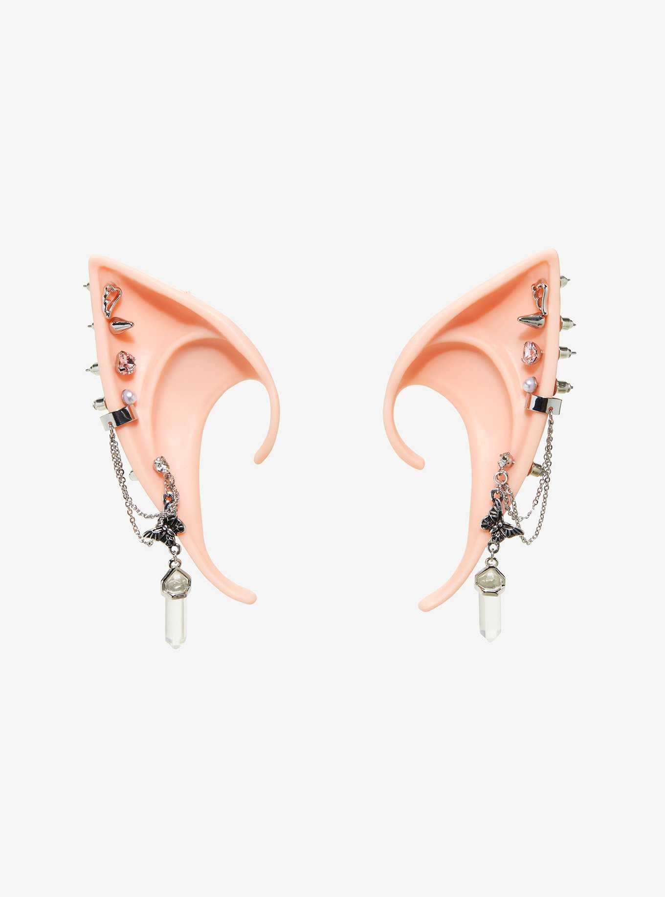 Pierced Fairy Crystal Molded Ear Cuffs